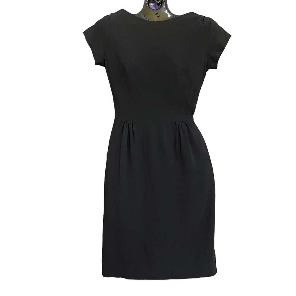 1960s Black Crepe Bateau Neck Wiggle Dress - Vintage Knee-Length Dress